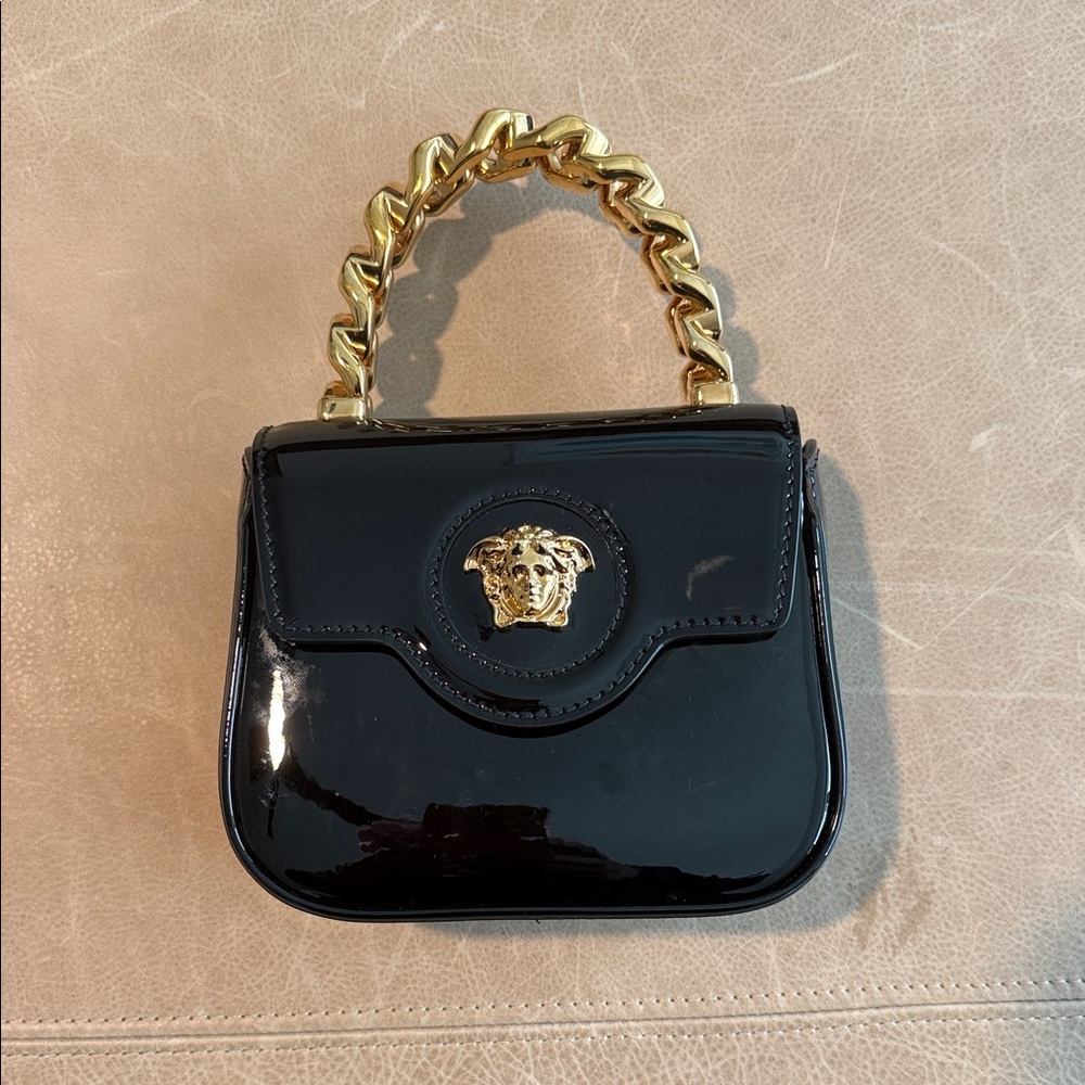 Versace Black Mini Bag with Gold Chain